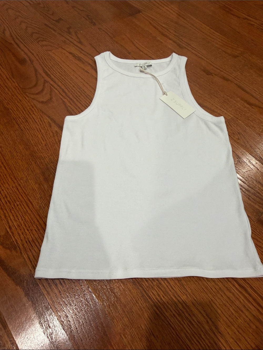 Z Supple Women’s White Ribbed High-Neck Tank.  NWT. Medium